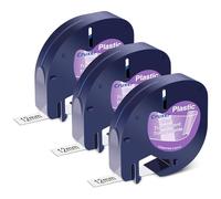 Cruxer Compatibile con DYMO LetraTag 12267 S0721530 Nastro di plastica trasparente 12 mm x 4 m, nastro di ricambio nero su trasparentetrasparente per Dymo LetraTag LT100H LT100T LT110T QX50 XR XM