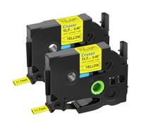 Cruxer Compatibile per Brother HSE631 HS2-631 11,7 mm 1/2" 0,46 pollici nastro termorestringente nero su giallo per etichette PTE550 PTP750 PTD210 PTD450 PTD400AD PTH110 PT710BT