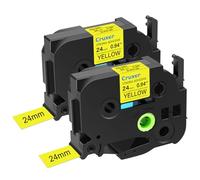 Cruxer Compatibile per Brother TZES651 24 mm 2,5 cm Nastro adesivo extra resistente nero su giallo per PTD600 D600VP PTP700 P750W P900W P950NW PTP710BT PT-9600 PT-H500LI Etichette