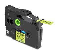 Cruxer Confezione da 1 nastri laminati compatibili con Brother P-touch TZe-C11 fluorescenti, nero su giallo 0,23'' 6mm x 5m di ricambio per Brother PT-H100R PT-200 PT-H110 PT-D410 PT-E110VP