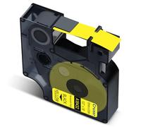 Cruxer Confezione da 1 nastro per etichette in vinile compatibile con Dymo IND 18432 S0718450 A18432, colore nero su giallo, 12 mm x 5,5 m, ricambio per Dymo Rhino 1000 4200 6000 LabelWriter 450 Duo