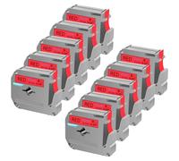 Cruxer Confezione da 10 pezzi di ricambio per P Touch M-K421 MK421 M421 Nero su Rosso 9 mm 0,35 3/8 M Nastro Rosso per Ptouch PT-M95 PT-80 PT-90 PT-70 PT-55 PT-65 PT-85 PT-45 PT-70BM PT-100