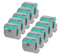 Cruxer Confezione da 10 pezzi di ricambio per P Touch M-K721 MK721 M721 Nero su Verde 9 mm 0,35 3/8 M Nastro Verde per Ptouch PT-M95 PT-80 PT-90 PT-70 PT-55 PT-65 PT-85 PT-45 PT-70BM PT-100