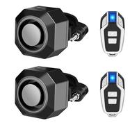 Cruxer Confezione da 2 allarmi per bici con 2 telecomandi, allarme antifurto a vibrazione wireless ricaricabile tramite USB, volume e sensibilità 110 dB, sistema antifurto regolabile per moto,