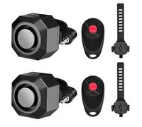 Cruxer Confezione da 2 allarmi per bici con 2 telecomando, ricaricabile tramite USB, wireless, antifurto a vibrazione, volume e sensibilità 110 dB, sistema antifurto regolabile per moto, scooter