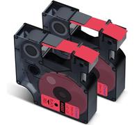 Cruxer Confezione da 2 etichette compatibili con Dymo D1 45017 S0720570 A45017, nero su rosso, 12 mm x 7 m, ricambio per Dymo LabelManager 160 210D 500TS Labelpoint 100 350 Labelwriter DUO 3M PL150
