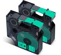Cruxer Confezione da 2 etichette compatibili con Dymo D1 45019 S0720590 A45019, nero su verde, 12 mm x 7 m, ricambio per Dymo LabelManager 160 210D 500TS Labelpoint 100 350 Labelwriter DUO 3M PL150