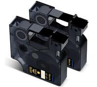 Cruxer Confezione da 2 etichette compatibili con Dymo D1 45024 S0720640 A45024, oro su nero, 12 mm x 7 m, ricambio per Dymo LabelManager 160 210D 500TS Labelpoint 100 350 Labelwriter DUO 3M PL150