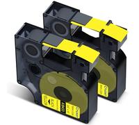 Cruxer Confezione da 2 etichette compatibili con Dymo IND 18433 S0718470 A18433 in vinile, nero su giallo, 19 mm x 5,5 m, ricambio per Dymo Rhino 4200 5000 5200 6000 ILP 219 3M PL150 3M PL200 3M PL3M