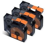 Cruxer Confezione da 3 etichette compatibili con Dymo IND 18436 S0718500 A18436, colore nero su arancione, 19 mm x 5,5 m, ricambio per Dymo Rhino 4200 5000 5200 6000 ILP 219 3M PL150 3M PL200 3M PL3M