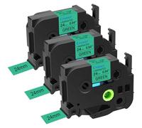 Cruxer Confezione da 3 etichette di ricambio per P-Touch TZe-751 TZ751 TZe751 24 mm 0,96" testo verde su nastro bianco compatibile con ptouch PT-D600 D600VP P700 P750W P900W P950NW PTP710BT PT-9600