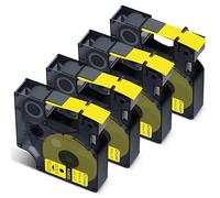 Cruxer Confezione da 4 etichette compatibili con Dymo D1 45808 S0720880 A45808, nero su giallo, 19 mm x 7 m, ricambio per Dymo LabelManager 300 360D 500TS Labelpoint 300 350 LabelWriter 450 Duo