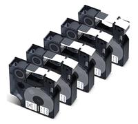 Cruxer Confezione da 5 etichette compatibili con Dymo IND 18445 S0718620 A18445 in vinile, nero su bianco, 19 mm x 5,5 m, ricambio per Dymo Rhino 4200 5000 5200 6000 ILP 219 3M PL150 3M PL200 3M PL3M