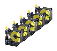 Cruxer Confezione da 5 tubi termorestringenti di ricambio per Rhino A18058 18058 3/4" 19 mm nastro termorestringente nero su giallo per etichettatrice Rhino 4200 Rhino 5000 Rhino 5200 Rhino 6000