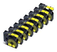 Cruxer Confezione da 8 nastri compatibili con Dymo Flexible A18491 S0718090, in nylon, colore nero su giallo, 19 mm x 3,5 m, ricambio per Dymo Rhino 4200 5000 5200 6000 ILP 219 3M PL150 3M PL200 3M