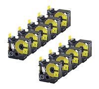 Cruxer Confezione da 9 tubi termorestringenti di ricambio per Rhino A18058 18058 3/4" 19 mm nastro termorestringente nero su giallo per etichettatrice Rhino 4200 Rhino 5000 Rhino 5200 Rhino 6000