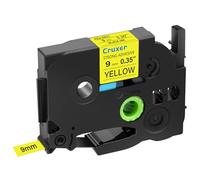 Cruxer Nastro adesivo extra resistente, compatibile per Brother TZe S621 9 mm, testo nero su nastro giallo per PT Cube PTE550 PTP750 PTD210 PTD450 PTH110 PTD400AD PT710BT