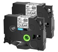 Cruxer - Nastro adesivo per etichette Brother TZE S141, 18 mm, extra resistente, con testo nero su nastro trasparente per PT Cube PTE550, PTP750, PTD210, PTD450, PTH110, PTD400AD PT710BT, confezione