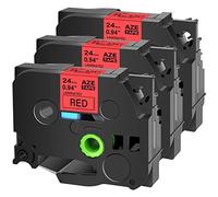 Cruxer - Nastro adesivo per etichette Brother TZE451 TZ451, 24 mm, colore nero su nastro rosso di ricambio per P-Touch PTD600 D600VP PTP700 P750W P900W P950NW PTP710BT PT-9600 PT-H500LI, confezione