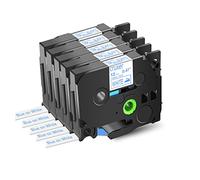 Cruxer Nastro di ricambio per Brother termoadesivo Tze-FA3 blu su bianco, nastro per etichette per abbigliamento, compatibile con nastro etichettatrice Brother PT-H110 PT-H107B PT-D210VP PT-H500