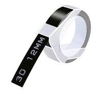 Cruxer Nastro di ricambio per Dymo Omega 3D Label Tape autoadesivo Dymo Goffratura Nastro adesivo Dymo, 9 mm x 3 m, bianco su nero, etichette 3D per DYMO Omega Junior goffratura 3D Label Makers, 1