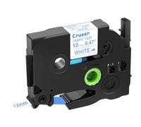 Cruxer Nastro in tessuto, 12 mm x 3 m, blu su bianco, compatibile con stampanti Brother P-touch, confezione da 1