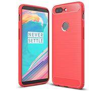 Cruzerlite Cover per Oneplus 5t Custodia per Oneplus 5t, Carbon Fiber Shock Absorption Slim TPU Custodia per Oneplus 5t (Red)