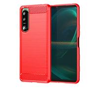 CruzerLite Custodia compatibile con Sony Xperia 5 iii, design con struttura in fibra di carbonio, custodia per assorbimento degli urti realizzata per Sony Xperia 5 iii (2021) (rosso)