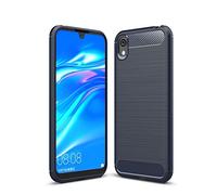 Cruzerlite Custodia Honor 8S, Cover Honor 8S, Carbon Fiber Texture Design & Leather Texture Design Back Cover Anti-Scratch Shock Absorption Case for Huawei Honor 8S (Blue)