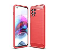Cruzerlite Custodia Moto G100, Carbon Fiber Texture Cover Shock Absorption Case for Moto G100 (Red)