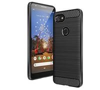 Cruzerlite Custodia Google Pixel 3a, Cover Google Pixel 3a, Carbon Fiber Texture Design & Leather Texture Design Back Cover Anti-Scratch Shock Absorption Case for Google Pixel 3a (Black)
