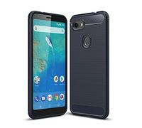 Cruzerlite Custodia Google Pixel 3a XL, Cover Google Pixel 3a XL, Carbon Fiber & Leather Texture Desgin Cover Anti-Scratch Shock Absorption Case for Google Pixel 3a XL (Blue)