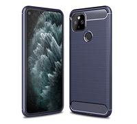 Cruzerlite Custodia per Google Pixel 5, Carbon Fiber Texture Design Cover Anti-Scratch Shock Absorption Cover per Google Pixel 5 (2020) (Blue)