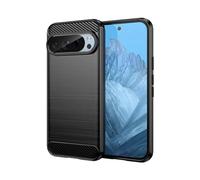 Cruzerlite Custodia per Google Pixel 9/9 Pro (2024) - Carbon Fiber Texture Design, Anti Scratch, Antiurto, Nero