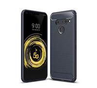 Cruzerlite Custodia LG V50 ThinQ, Cover LG V50 ThinQ, Carbon Fiber Texture Design & Leather Texture Design Back Cover Anti-Scratch Shock Absorption for LG V50 ThinQ (Blue)