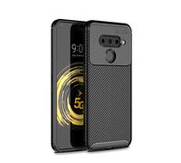 Cruzerlite Custodia LG V50 ThinQ, Cover LG V50 ThinQ, Carbon Fiber Texture Design & Leather Texture Design Back Cover Anti-Scratch Shock Absorption for LG V50 ThinQ (Carbon Black)