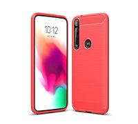 Cruzerlite Custodia Moto G8 Plus, Cover Moto G8 Plus, Carbon Fiber Texture Design Cover Anti-Scratch Shock Absorption Case for Moto G8 Plus (Red)