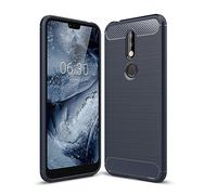 Cruzerlite Custodia per Nokia 7.1 Custodia, Carbon Fiber Shock Absorption Slim TPU Cover for Nokia 7.1 (2018) (Blue)