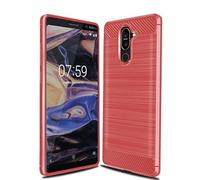 Cruzerlite Custodia per Nokia 7 Plus Custodia, Carbon Fiber Shock Absorption Slim Cover for Nokia 7 Plus (Red)
