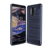 Cruzerlite Custodia per Nokia 7 Plus Custodia, Carbon Fiber Shock Absorption Slim Cover for Nokia 7 Plus (Blue)