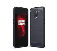Cruzerlite Oneplus 6T Custodia, Carbon Fiber Shock Absorption Slim TPU Cover for Oneplus 6T (Blue)