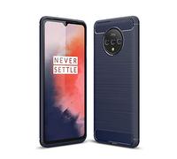 Cruzerlite Custodia per OnePlus 7T, Cover per OnePlus 7T, Carbon Fiber Texture Design Cover Anti-Scratch Shock Absorption Case for OnePlus 7T (Blue)