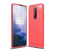 Cruzerlite Custodia per Oneplus 8, Cover per Oneplus 8, Carbon Fiber Texture Design Cover Anti-Scratch Shock Absorption Case per Oneplus 8 (2020) (Red)
