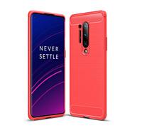 Cruzerlite Custodia per Oneplus 8 Pro, Carbon Fiber Texture Design Cover Anti-Scratch Shock Absorption Cover per Oneplus 8 Pro (2020) (Red)