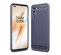 Cruzerlite Custodia per Oneplus Nord, Carbon Fiber Texture Design Cover Anti-Scratch Shock Absorption Cover per Oneplus Nord (2020) (Blue)