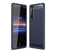Cruzerlite Custodia per Sony Xperia 1 II, Cover per Sony Xperia 1 II, Carbon Fiber Texture Design Cover Anti-Scratch Shock Absorption Case per Sony Xperia 1 II (Blue)