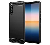Cruzerlite Custodia per Sony Xperia 10 IV, Carbon Fiber Texture Cover Shock Absorption Cover per Sony Xperia 10 IV (2022) (Black)