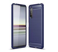 Cruzerlite Custodia for Sony Xperia 5 II, Cover for Sony Xperia 5 II, Carbon Fiber Texture Design Cover Anti-Scratch Shock Absorption Case for Sony Xperia 5 II (2020) (Blue)