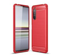 Cruzerlite Custodia for Sony Xperia 5 II, Cover for Sony Xperia 5 II, Carbon Fiber Texture Design Cover Anti-Scratch Shock Absorption Case for Sony Xperia 5 II (2020) (Red)