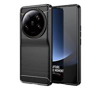 Cruzerlite Custodia per Xiaomi Mi 13 Ultra, Carbon Fiber Texture Cover Shock Absorption Cover per Xiaomi Mi 13 Ultra (2023) (Black)